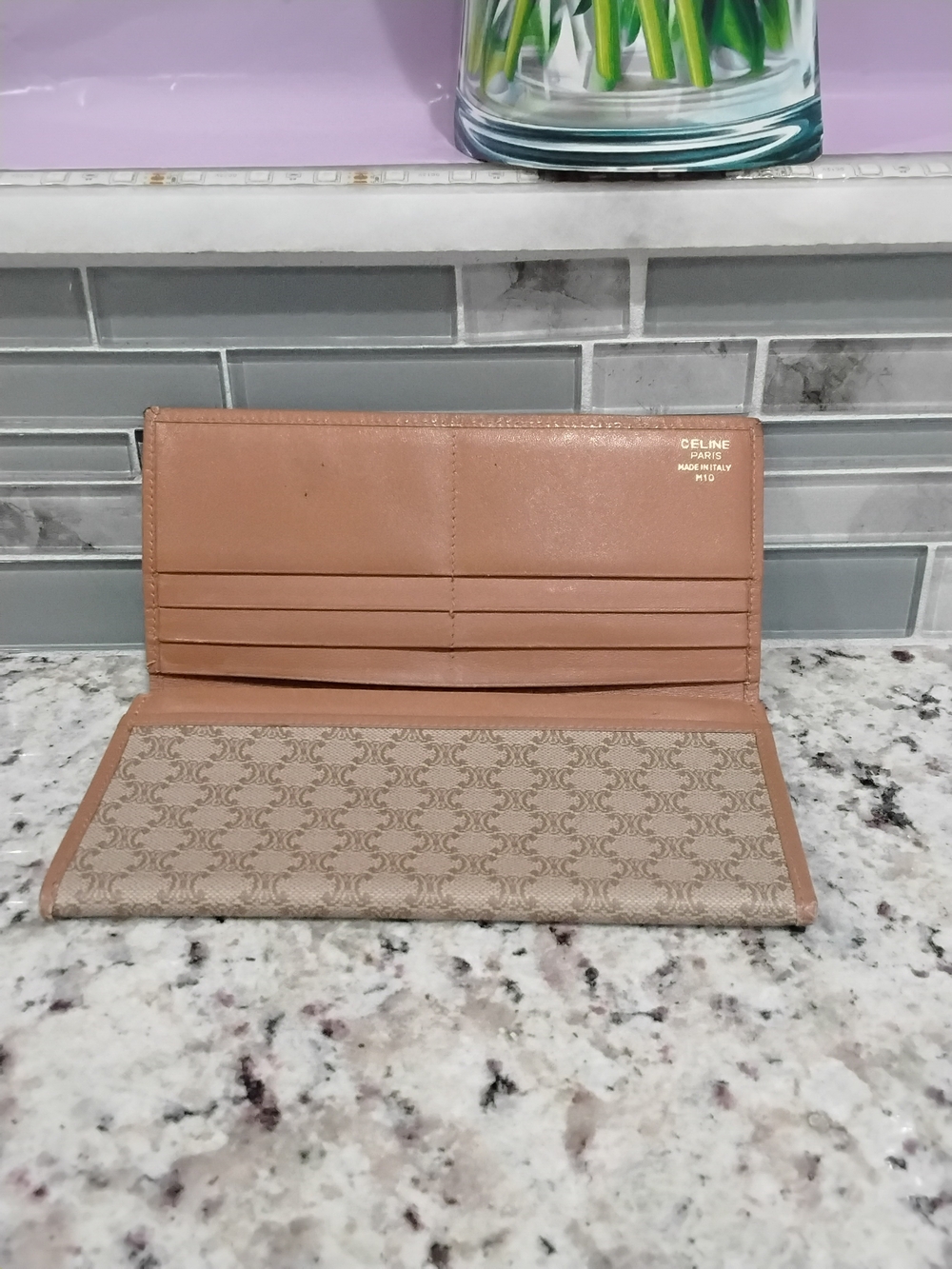 Vintage Celine Triomphe Canvas Long Wallet with Tan Trim - Picture 7 of 16